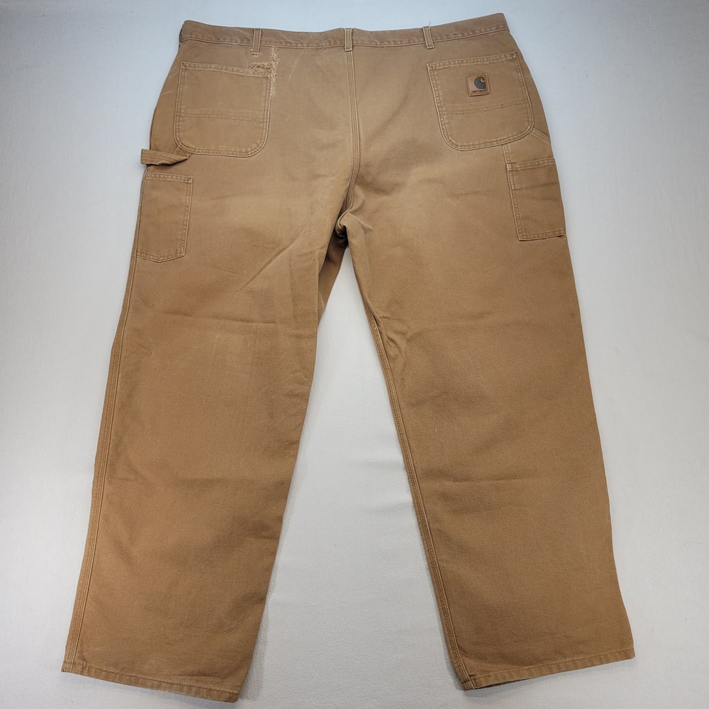 Carhartt Carpenter Pants Mens 50x32 Brown B11 Washed Duck Work Dungaree Utility - Picture 3 of 12